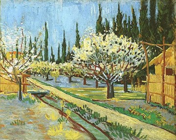 Huerto en flor rodeado de cipreses Vincent van Gogh Pinturas al óleo